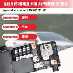 LLYZFED 23223079 601-700 label highlights compatibility for 2014-2016 Malibu