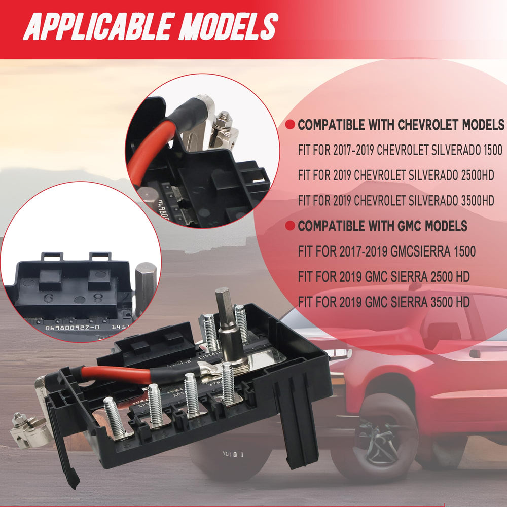 LLYZFED battery distribution fuse block compatibility covers multiple Chevy and GMC models.