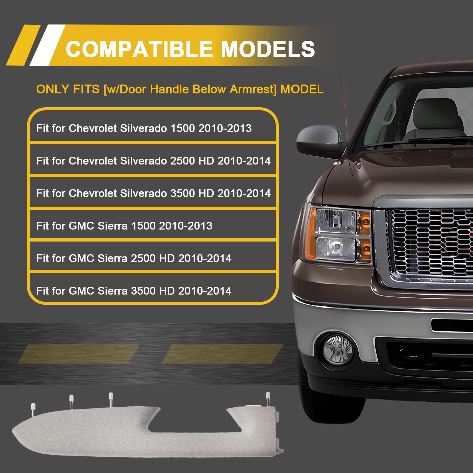 LLYZFED driver side armrest repair kit for GMC Sierra provides durable bolt-on replacement.