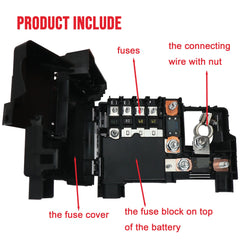 LLYZFED engine-compartment fuse block installed in Malibu area showing plug-and-play fit