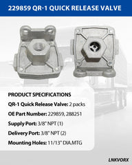 Lnkvorx Haldex 229859X replacement QR-1 valve for quick release.
