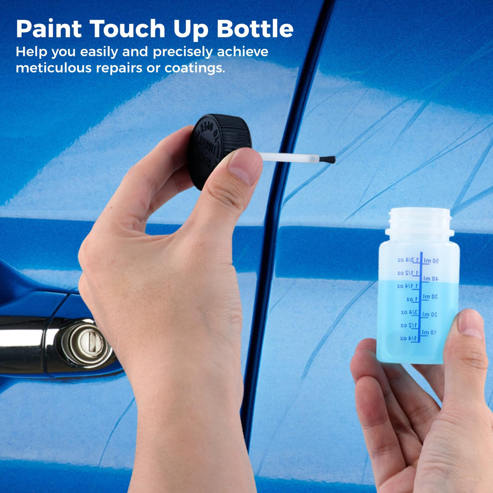 Lnrueg bottle with attached brush and cap for easy application