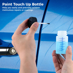 Lnrueg bottle with attached brush and cap for easy application