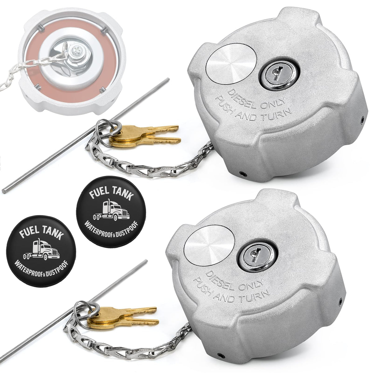 LOB IUTIYA locking fuel cap 3-inch diesel side view for secure closure