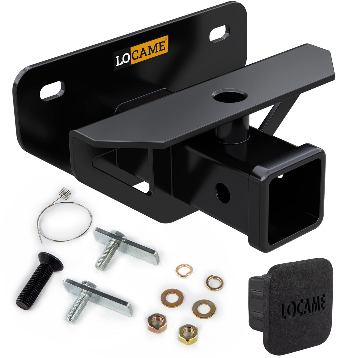 LOCAME 2-inch rear hitch receiver installed on a Dodge Ram 1500 for light-duty towing