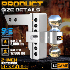 LOCAME 2-inch hitch ball rated 8,000 lbs for sturdy towing
