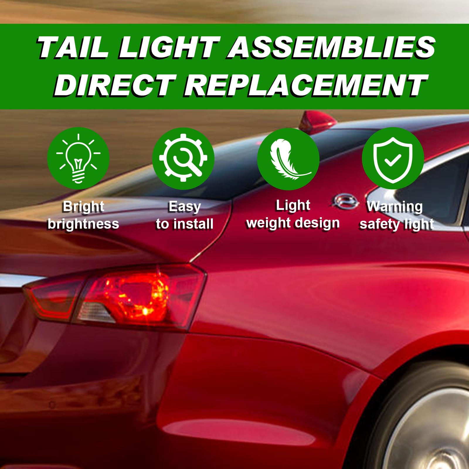 Lochnchn bright tail light improves visibility for Impala driving.