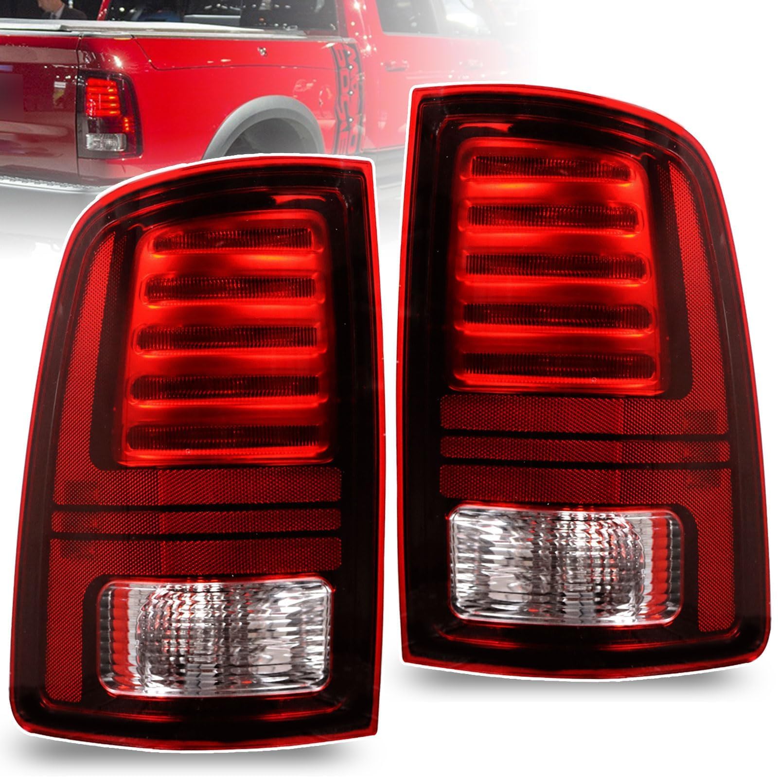 Lochnchn LED tail light on Ram 1500 driver side with bright nighttime signaling
