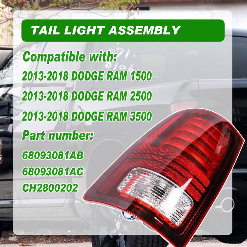 Lochnchn LED tail light on Ram 1500 passenger side for clear rear signals