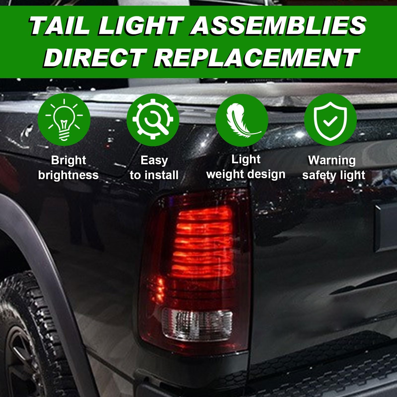 Lochnchn LED tail light showcasing ABS waterproof and dustproof body