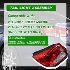 Lochnchn Malibu rear left tail light assembly improves visibility and safety.