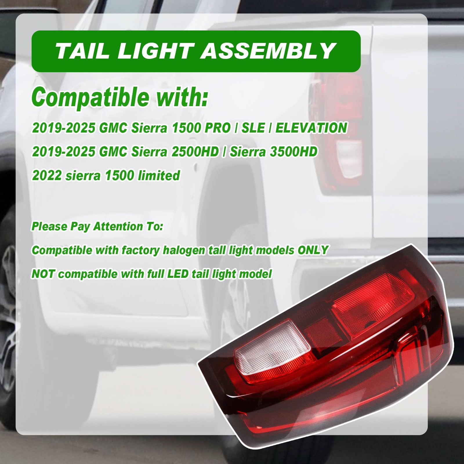 Lochnchn rear lamp assembly for Sierra 2019-2025 with halogen brightness
