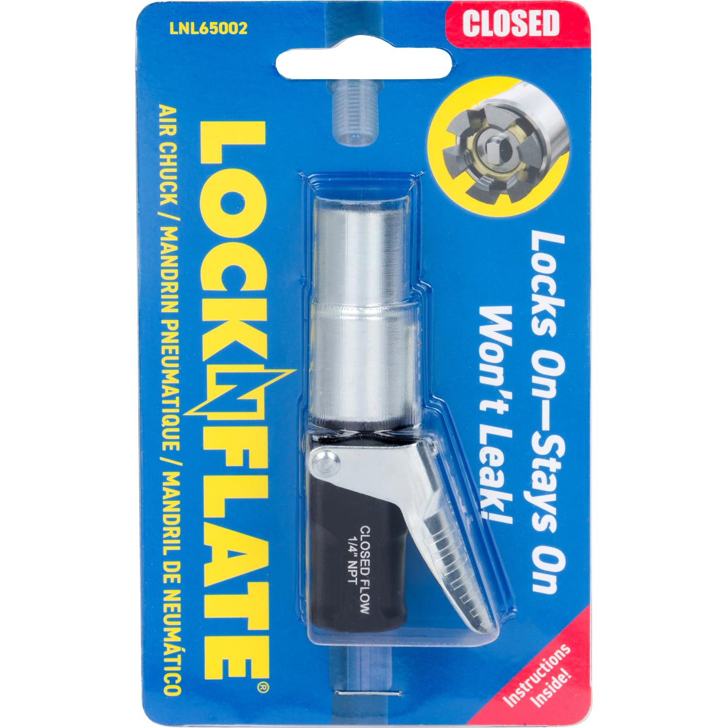 LockNFlate air chuck in a busy garage, durable and ready for frequent use.