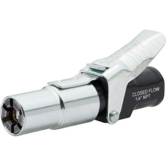 LockNFlate air chuck six jaws close-up showing secure valve grip for hands-free inflation.