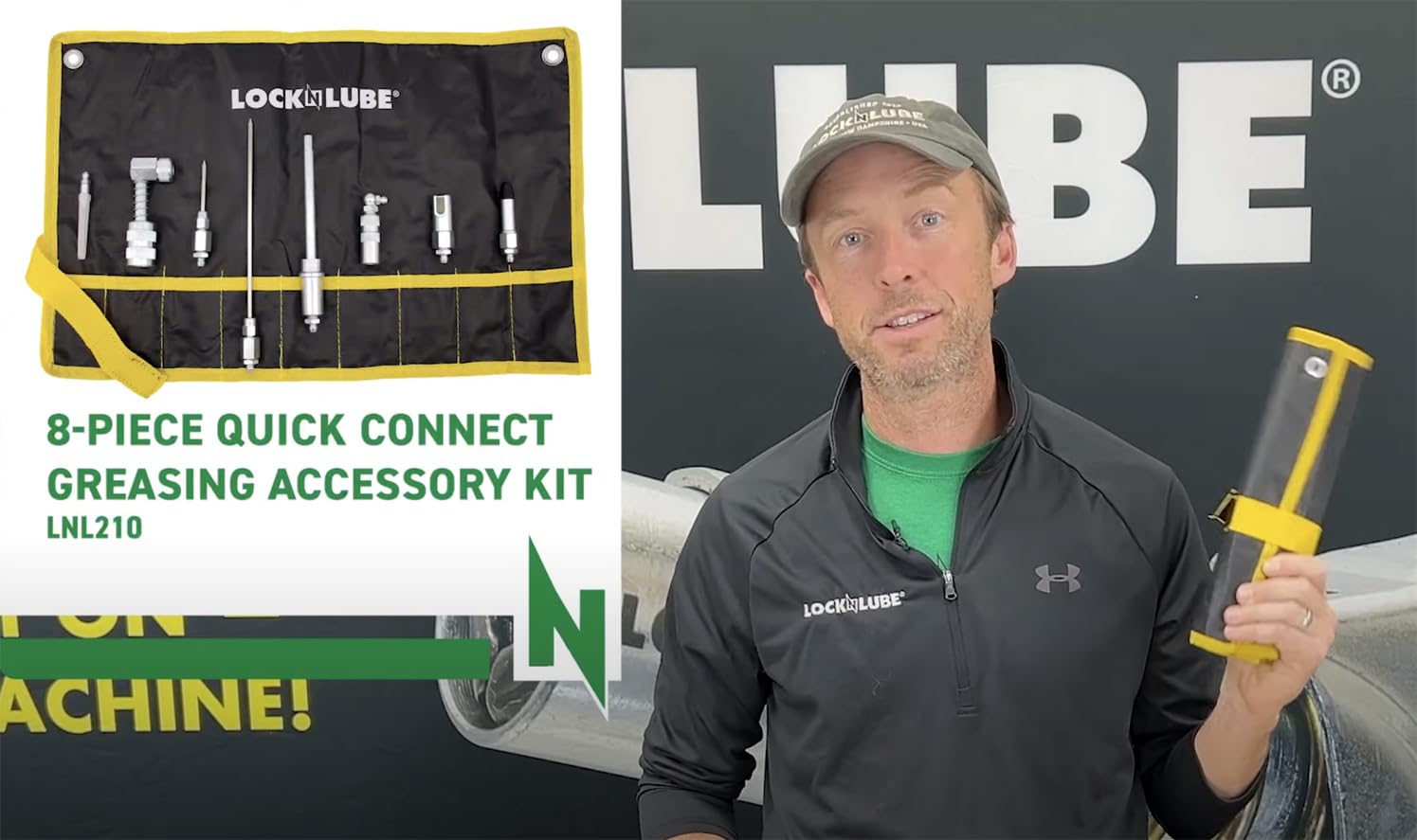LockNLube adapter set back zerk connection enables easy attachment to couplers.