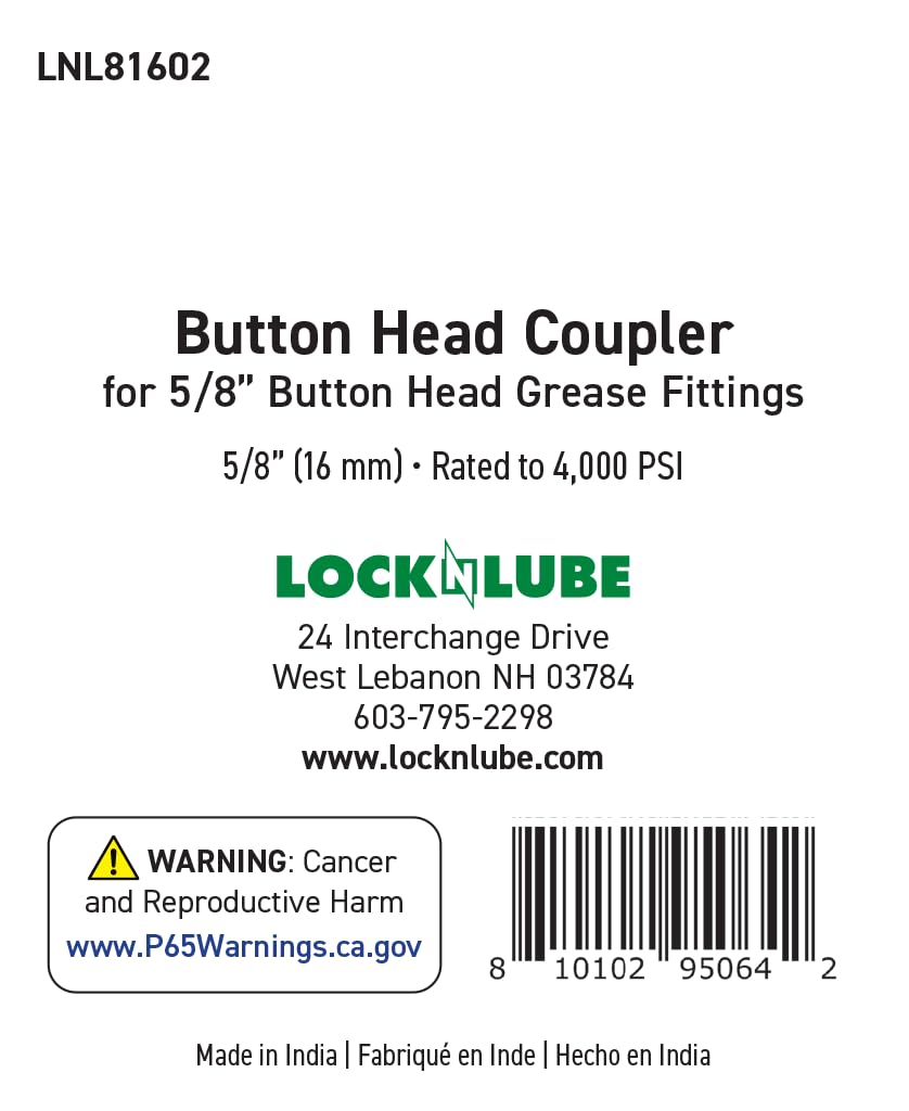 LockNLube Button Head Coupler—in use during a lubrication session for steady flow.