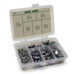 LockNLube metric grease fittings set, M6 90-degree angle, reach tight spaces.