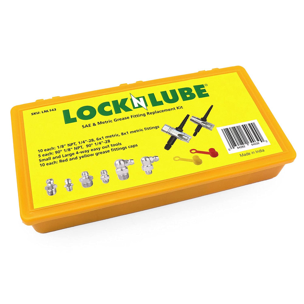 LockNLube straight fittings 1-4 SAE-LT for reliable lubrication access.