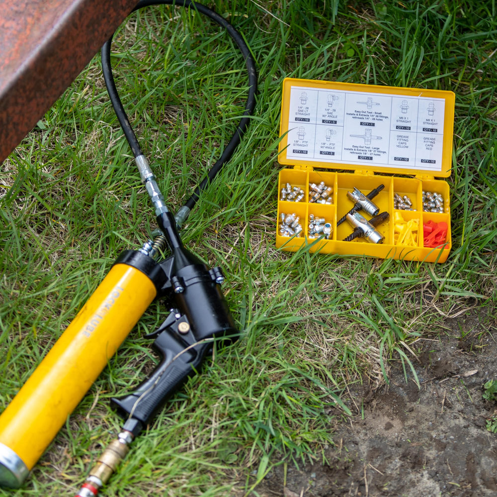 LockNLube straight fittings 8x1 metric for durable connections.
