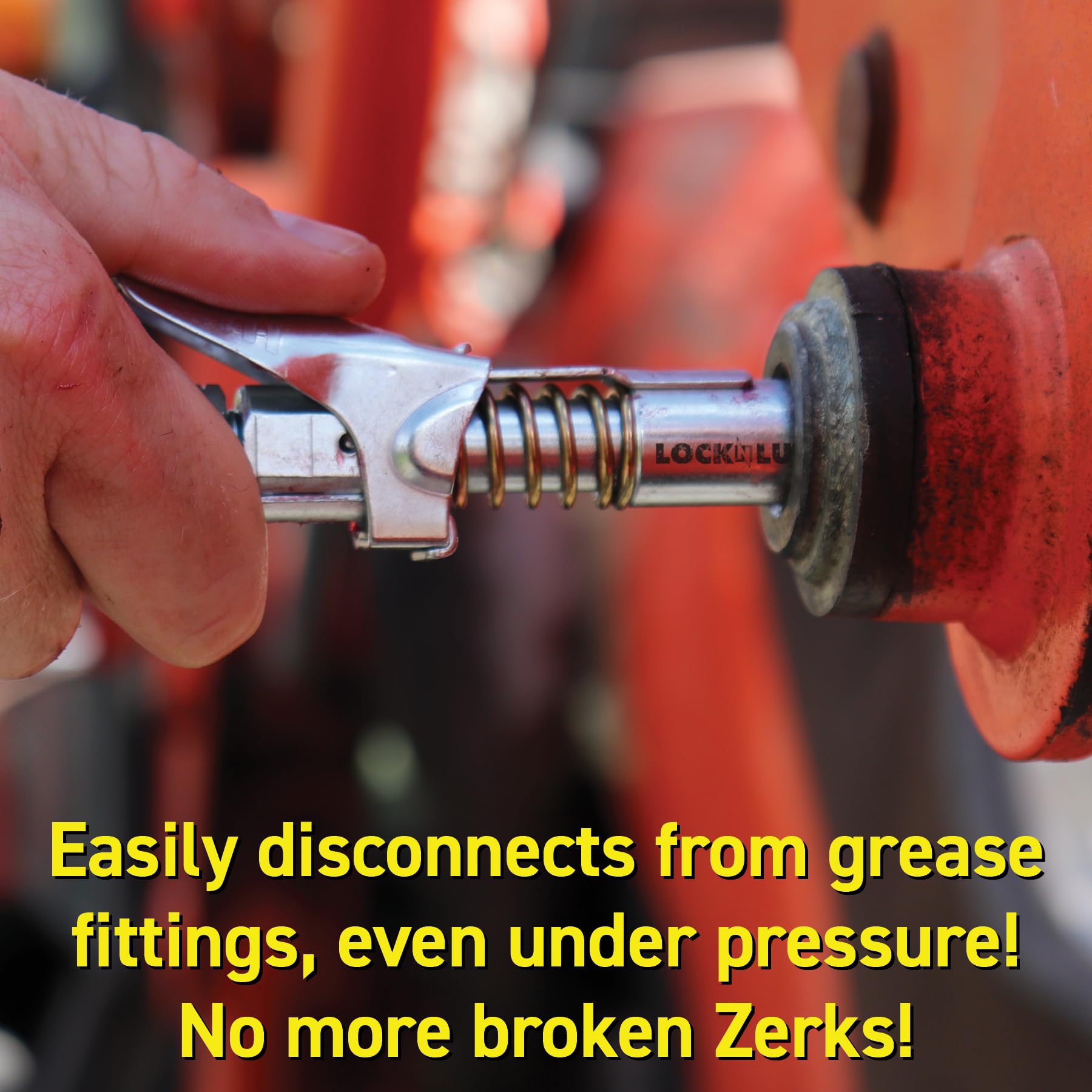 LockNLube provides universal zerk compatibility with SAE and metric adapters.