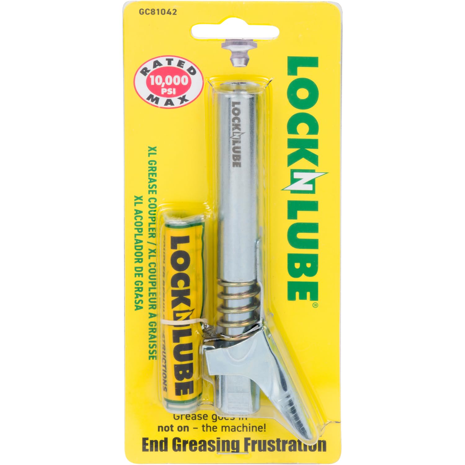 LockNLube XL grease coupler with secure-lock for leak-free application