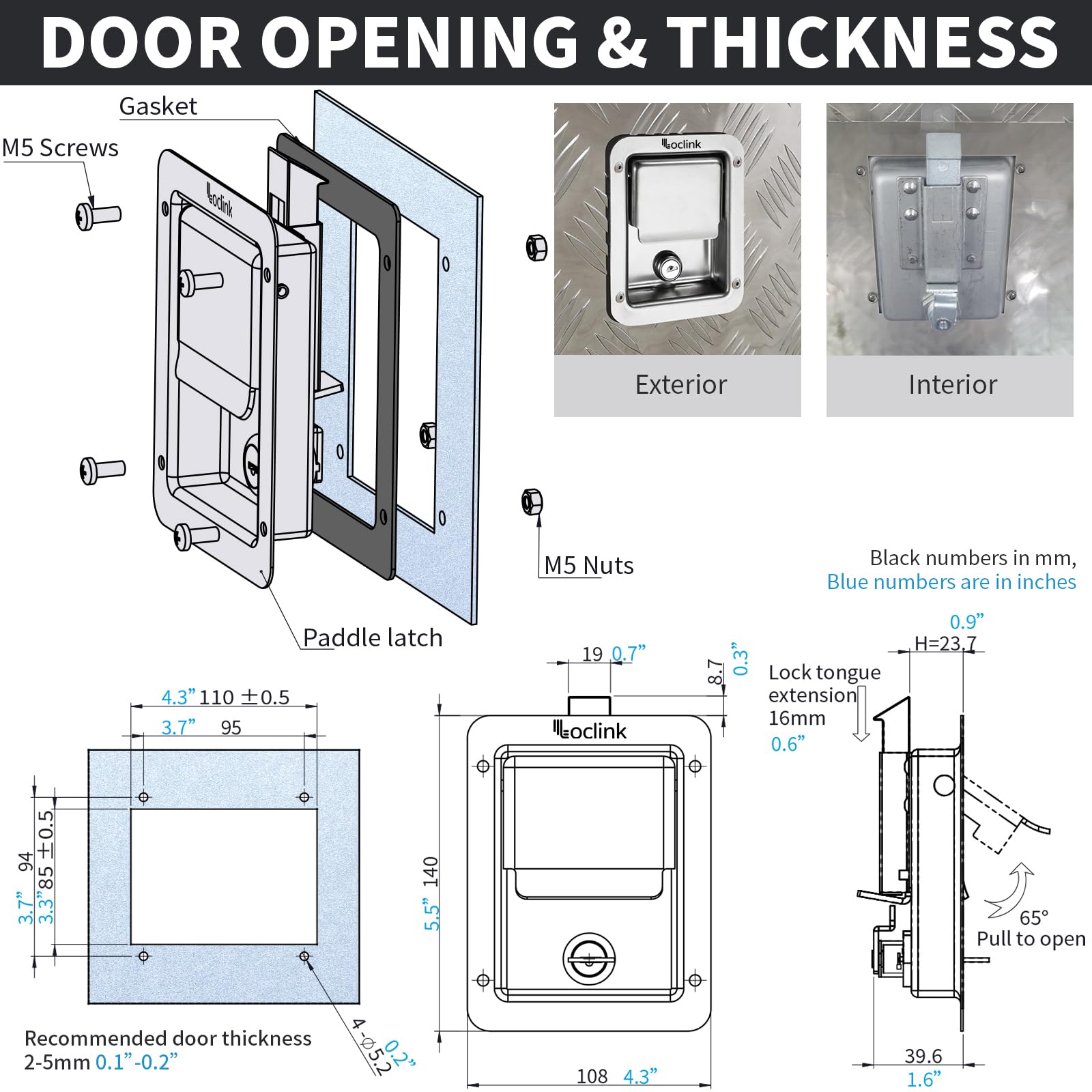 Loclink stainless steel paddle latch shows durable construction for truck beds.
