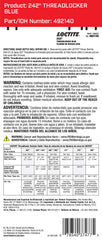Loctite 242 label on bottle showing OEM-grade blue threadlocker