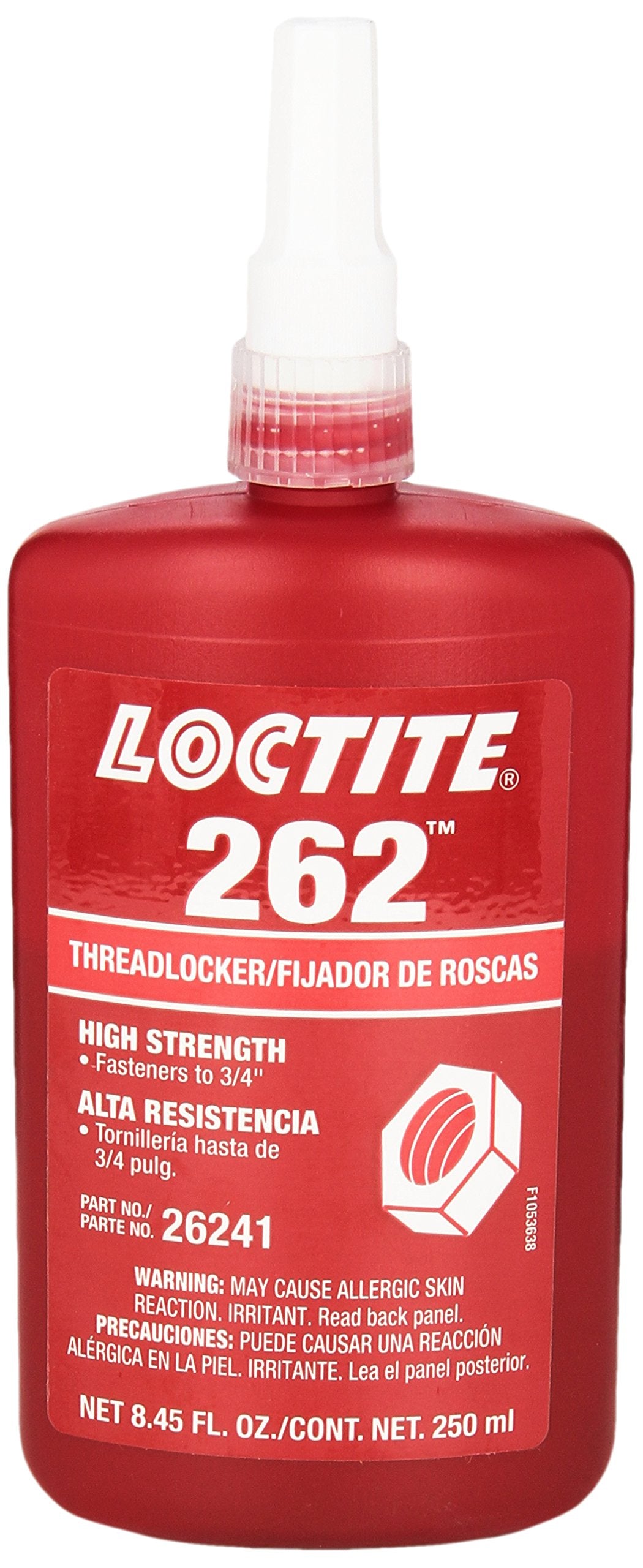 Loctite 262 red thread locker bottle for high-strength metal bonding
