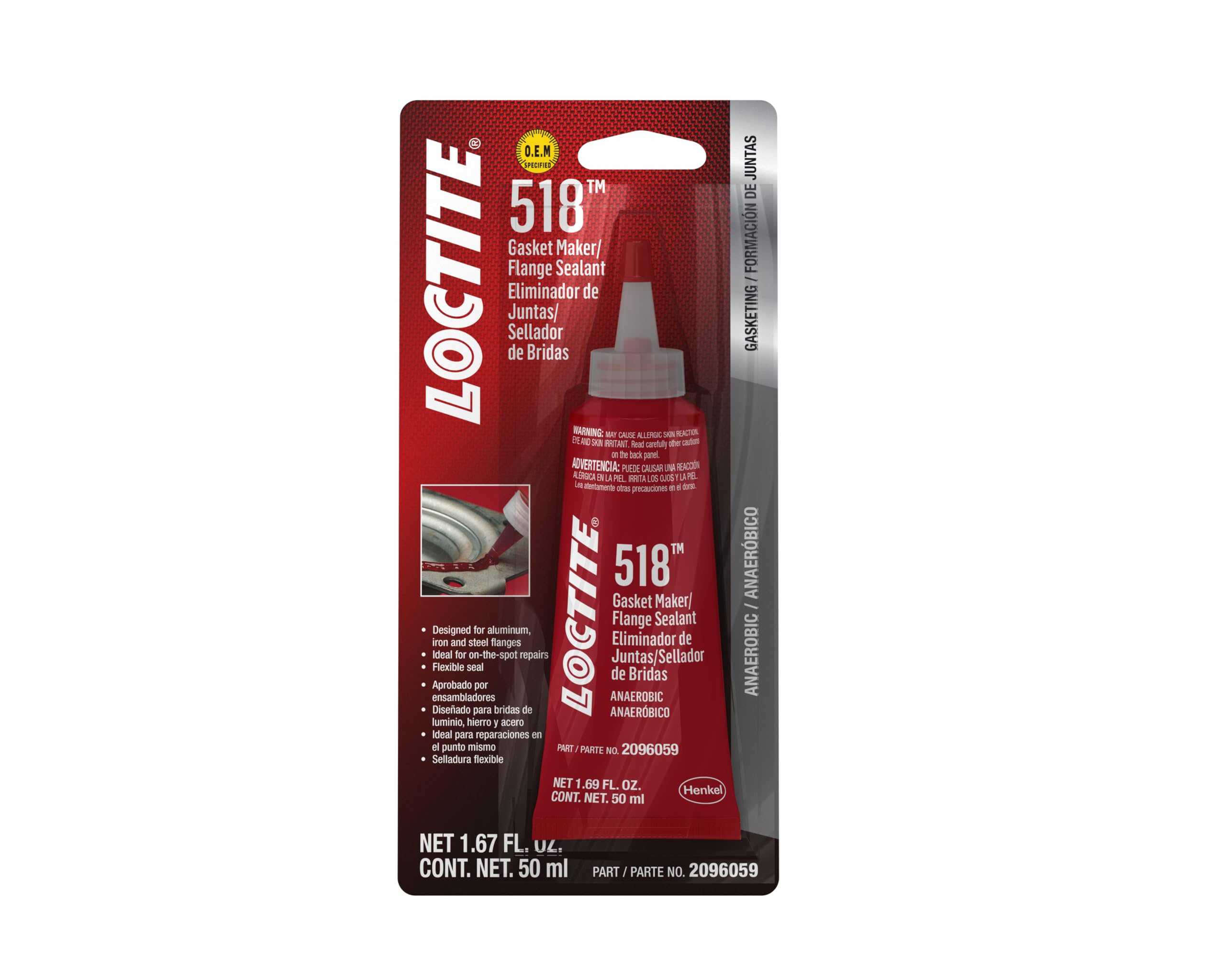 Loctite 518 gasket maker seals aluminum flange joints for leak-free performance.