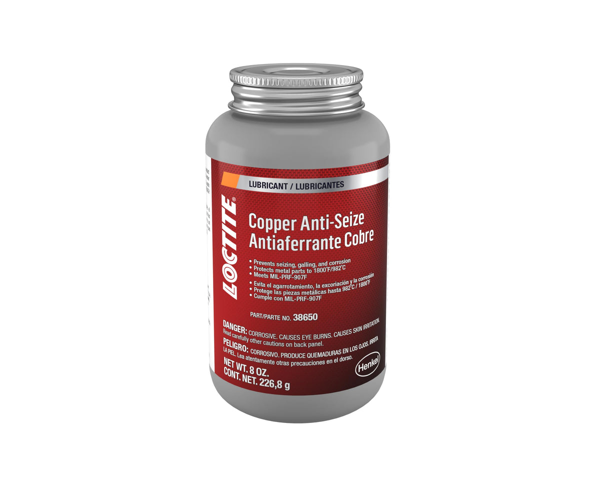 Loctite copper anti seize in a brush-top can helps prevent seizing on high-temperature fasteners
