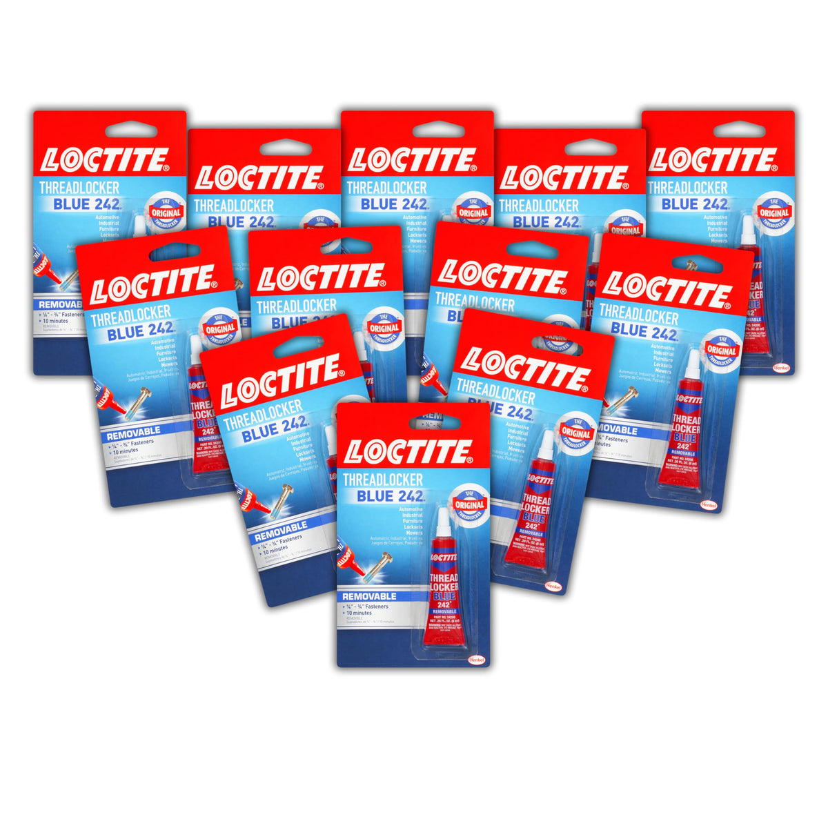Loctite Blue 242 threadlocker bottle 6 ml for precise application on small fasteners.