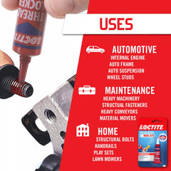 Loctite Threadlocker Red 271 bottle label highlighting size and intended use