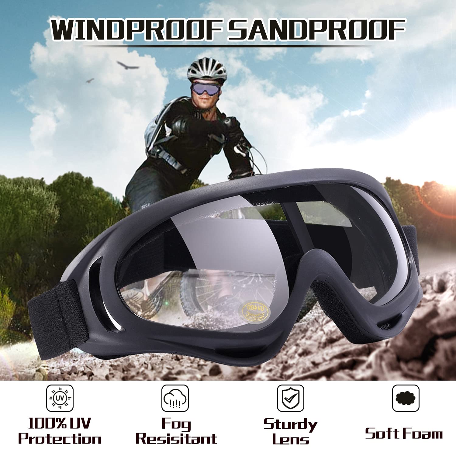 LOEO goggles with adjustable strap for secure helmet fit