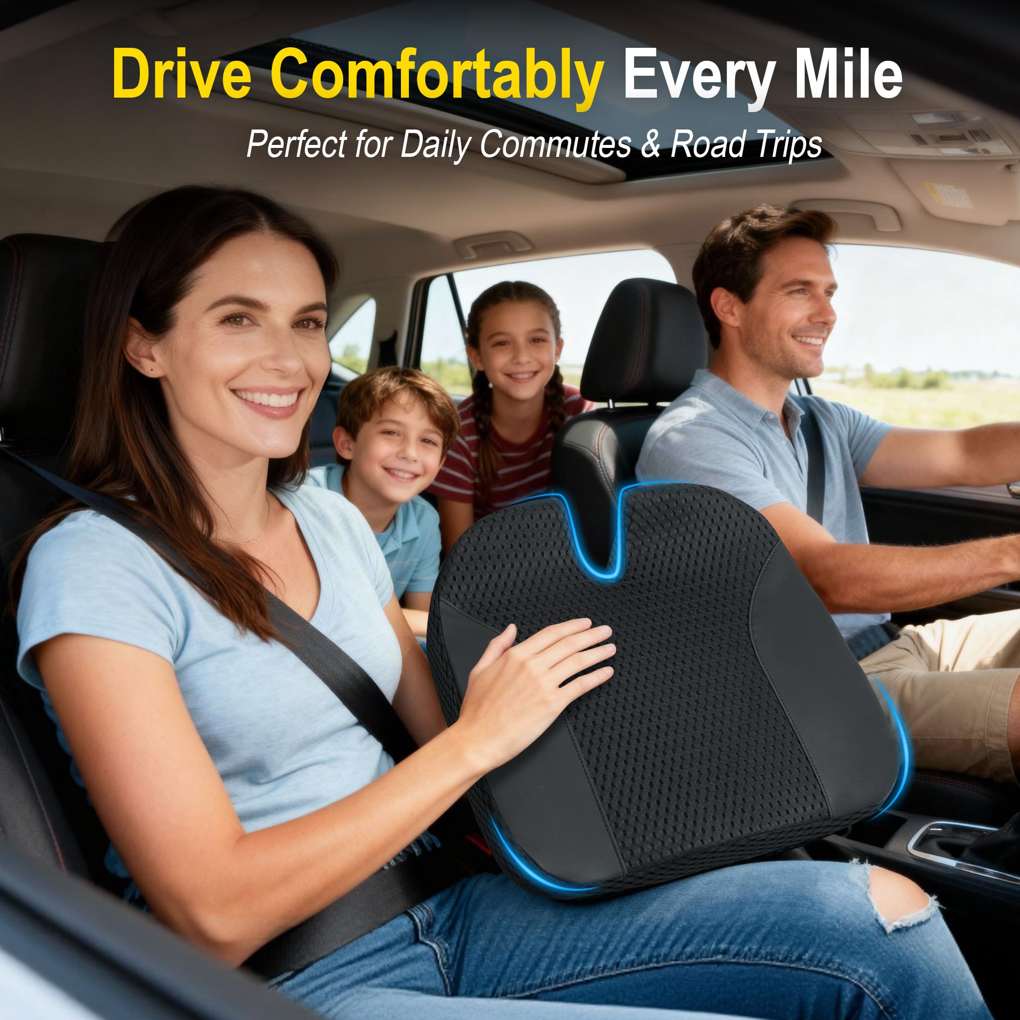 Lofty Aim ergonomic cutout reduces tailbone pressure during extended commutes.