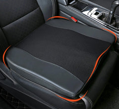 Lofty Aim car seat cushion front view shows ergonomic support and premium leather-mesh cover.
