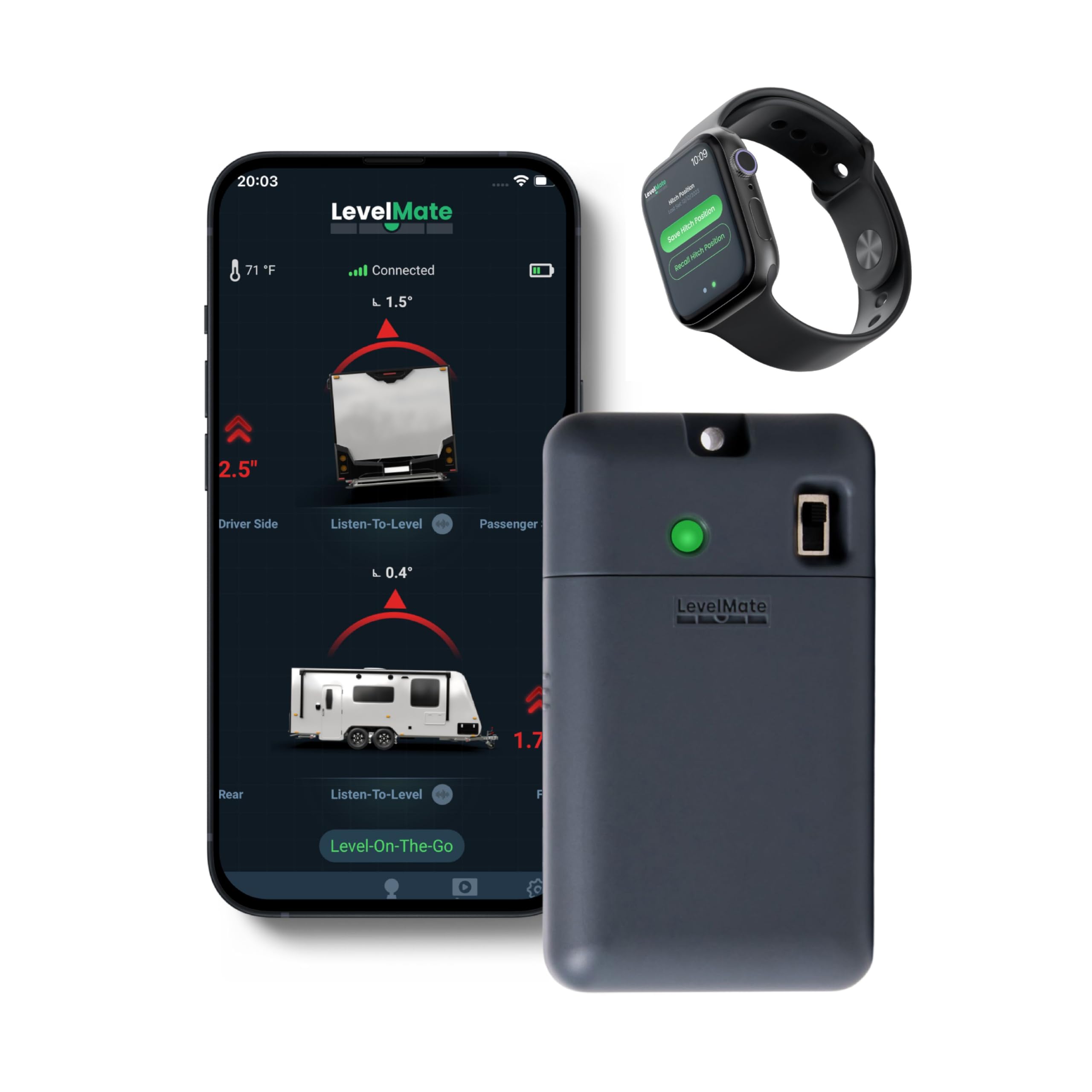 LogicBlue LevelMateMAX shows gyroscope leveling on the go for RVs
