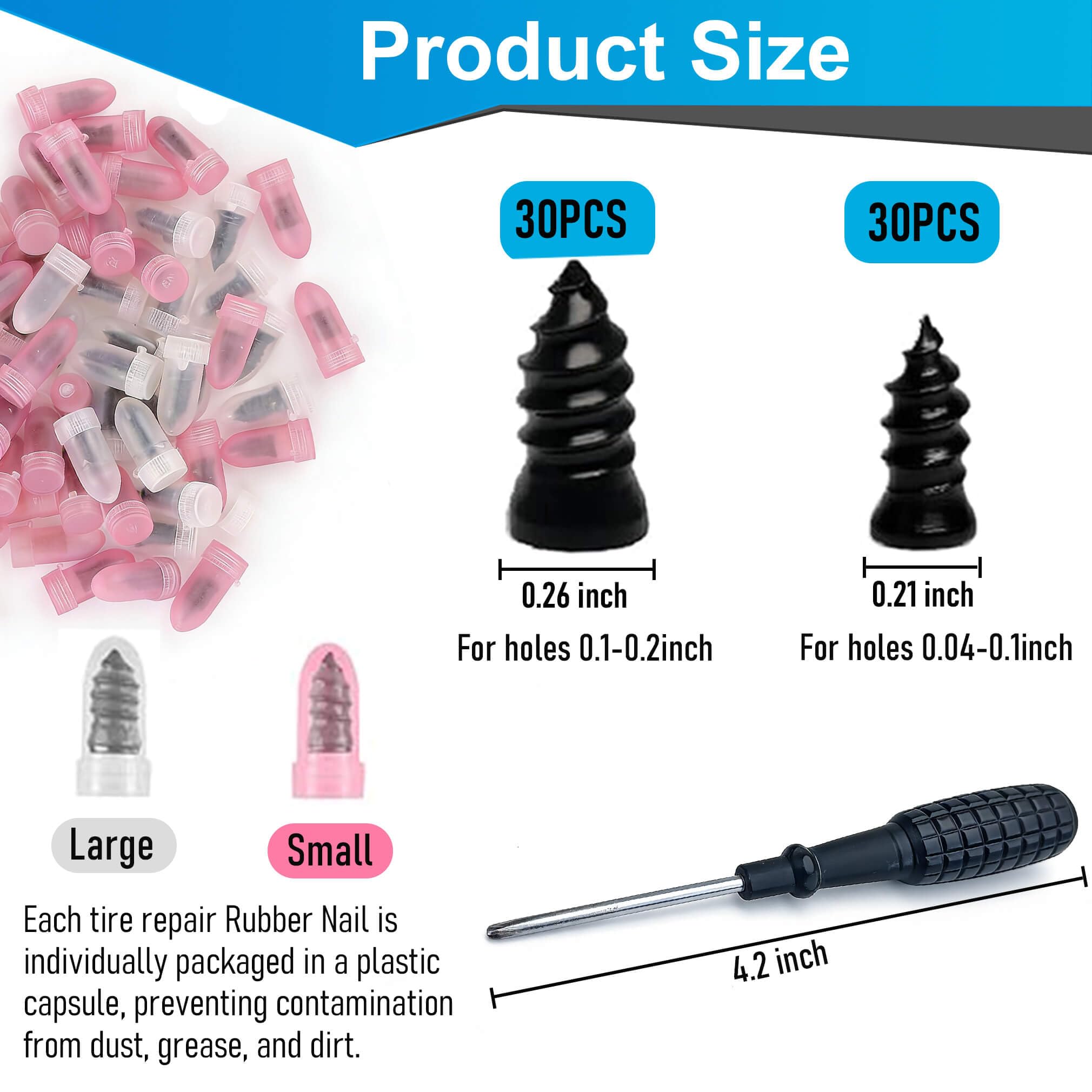 LOGOL tire repair screws close-up showing secure sealing for reliable repairs.