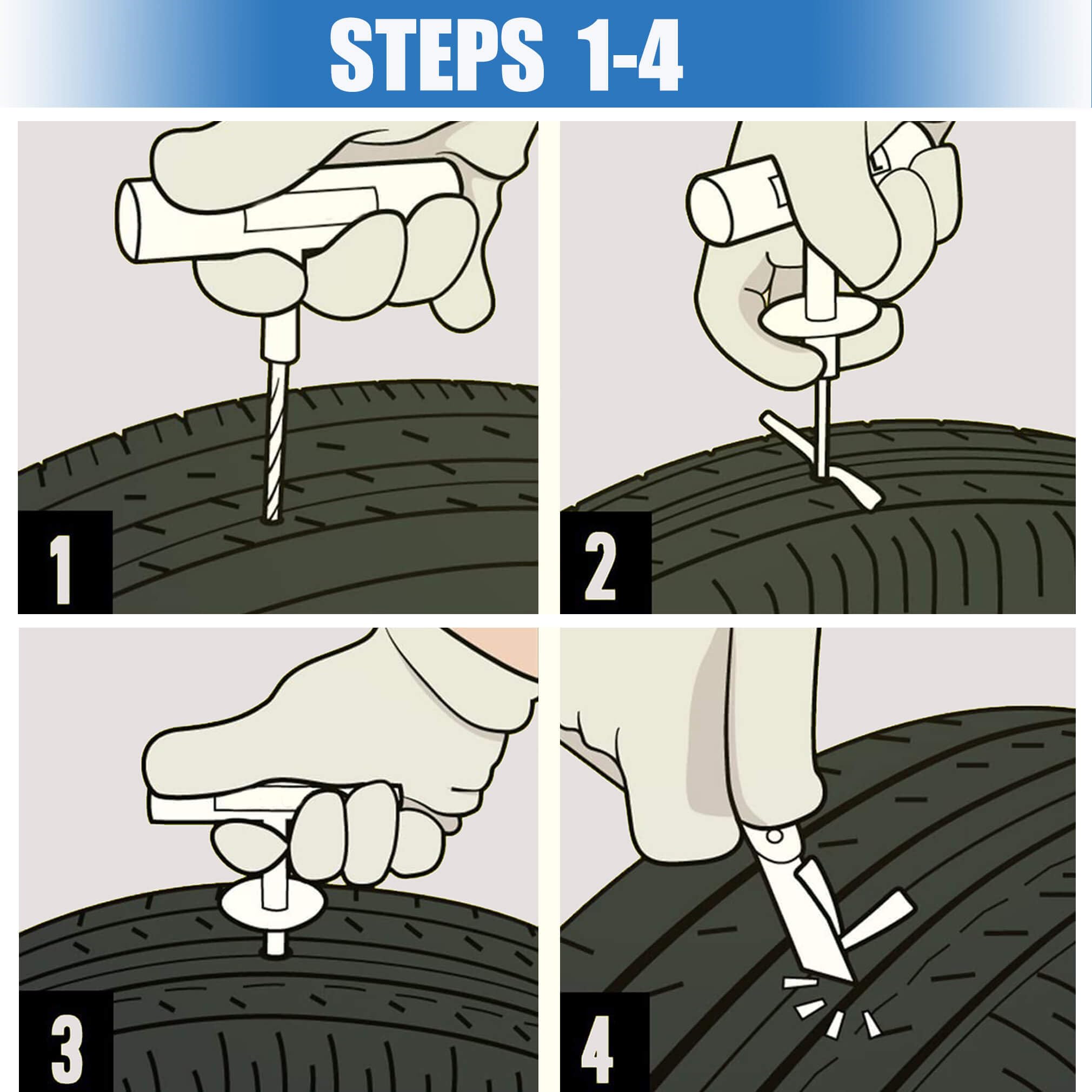 LOGOL Tubeless tire repair application shows quick, practical field fixes.