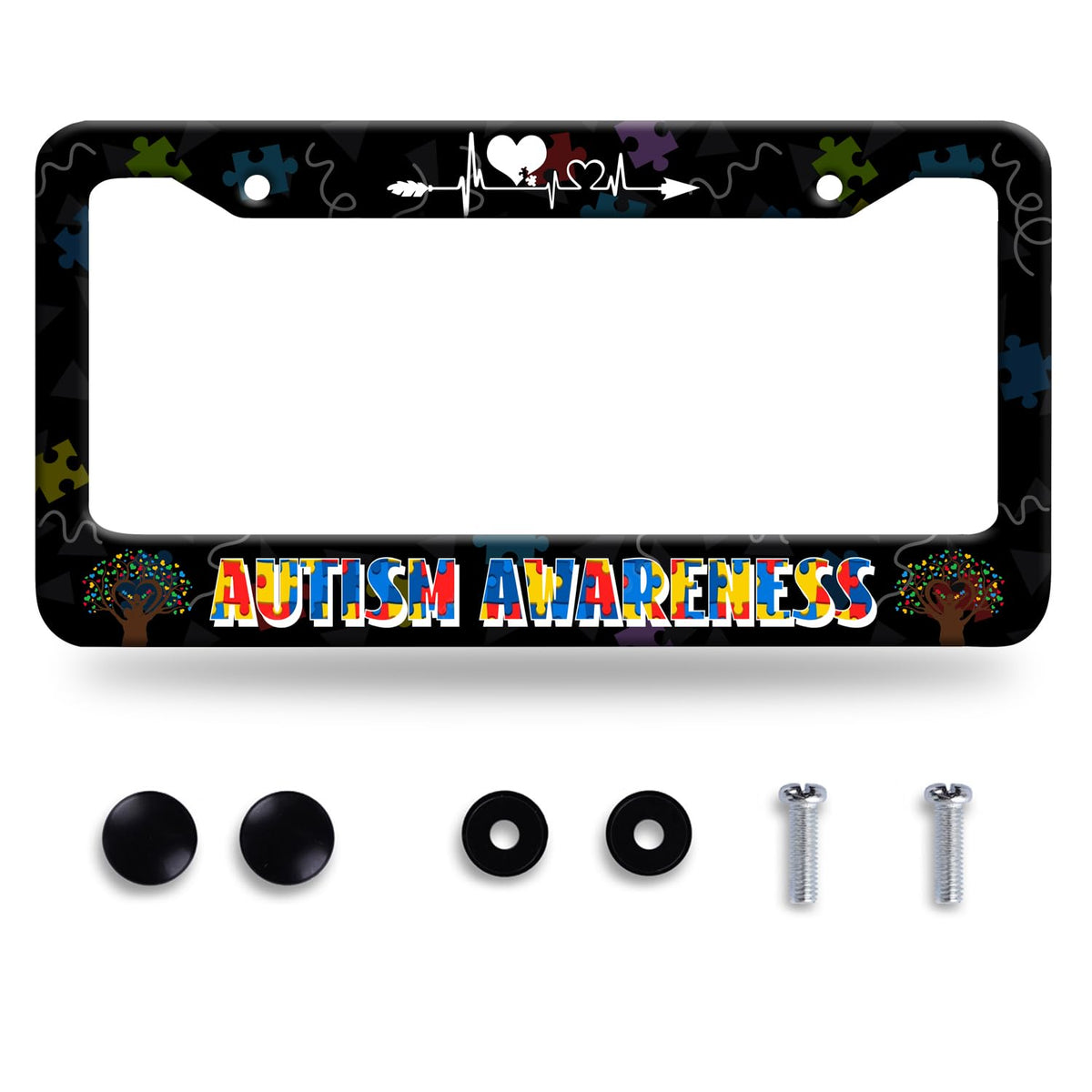 LOISTAVA autism license frame stainless close-up highlighting durable material and vivid design