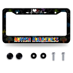 LOISTAVA autism license frame stainless close-up highlighting durable material and vivid design