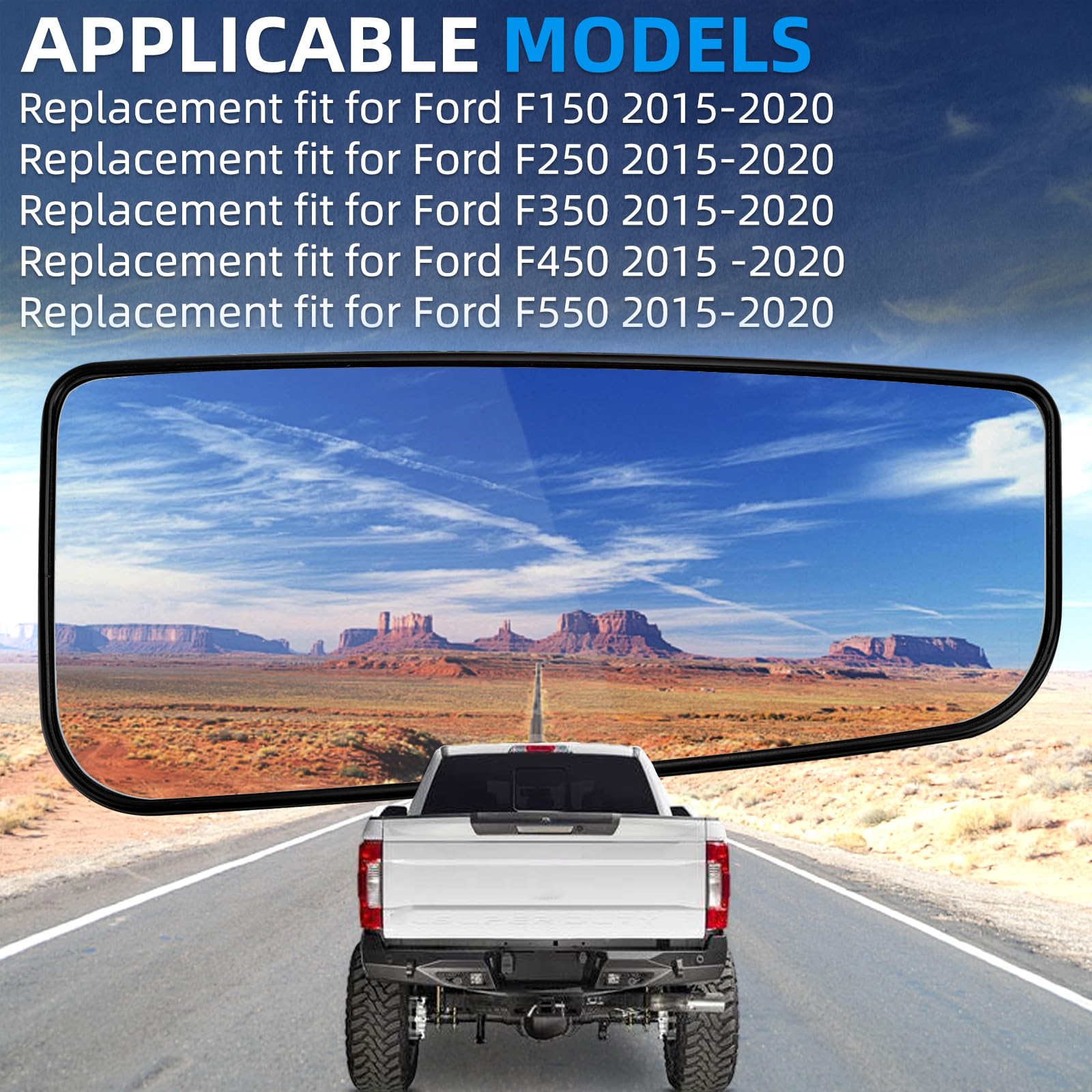 LOIYLLEN installation-ready passenger mirror glass with clear mounting.