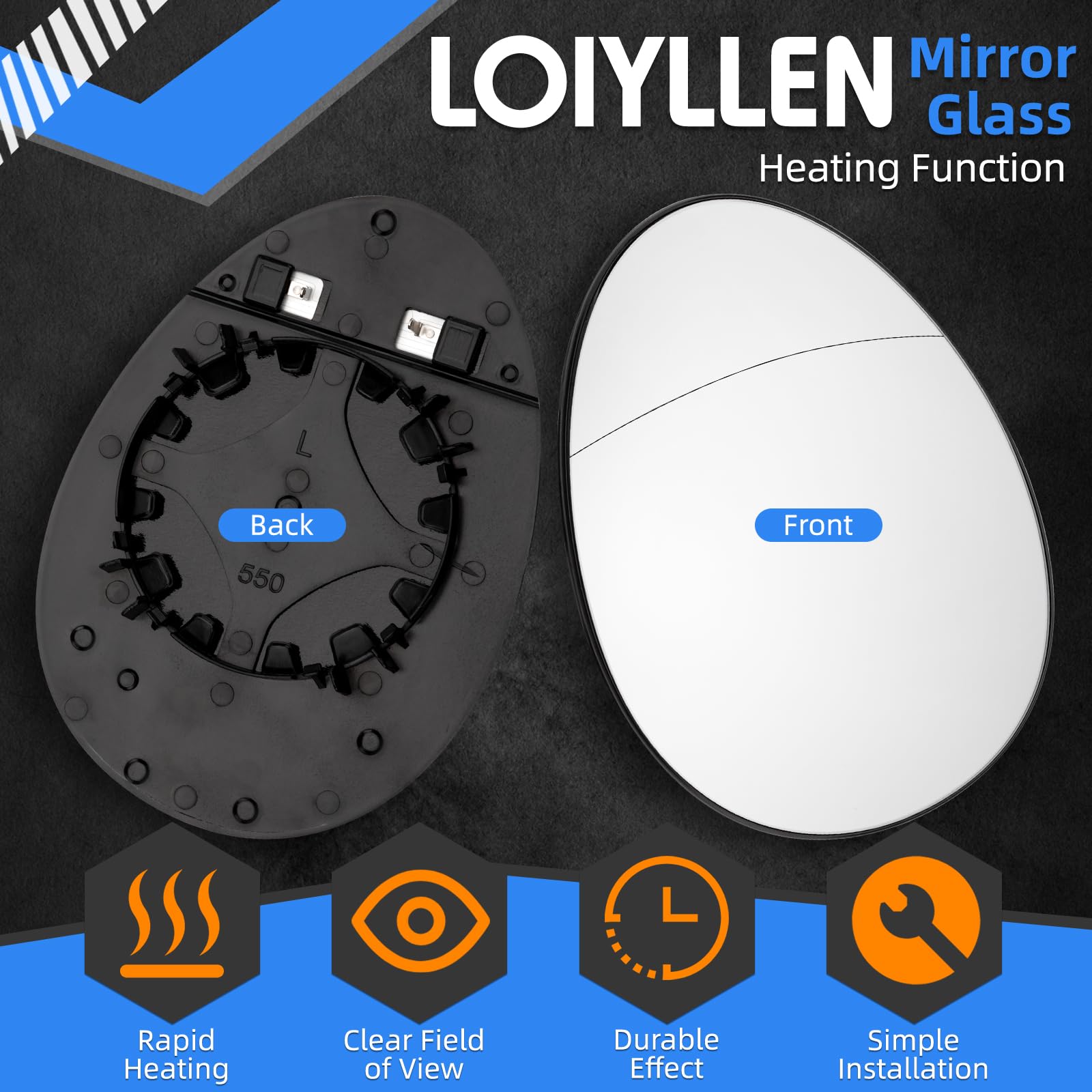 Loiyllen heated mirror glass melts frost for clearer vision.