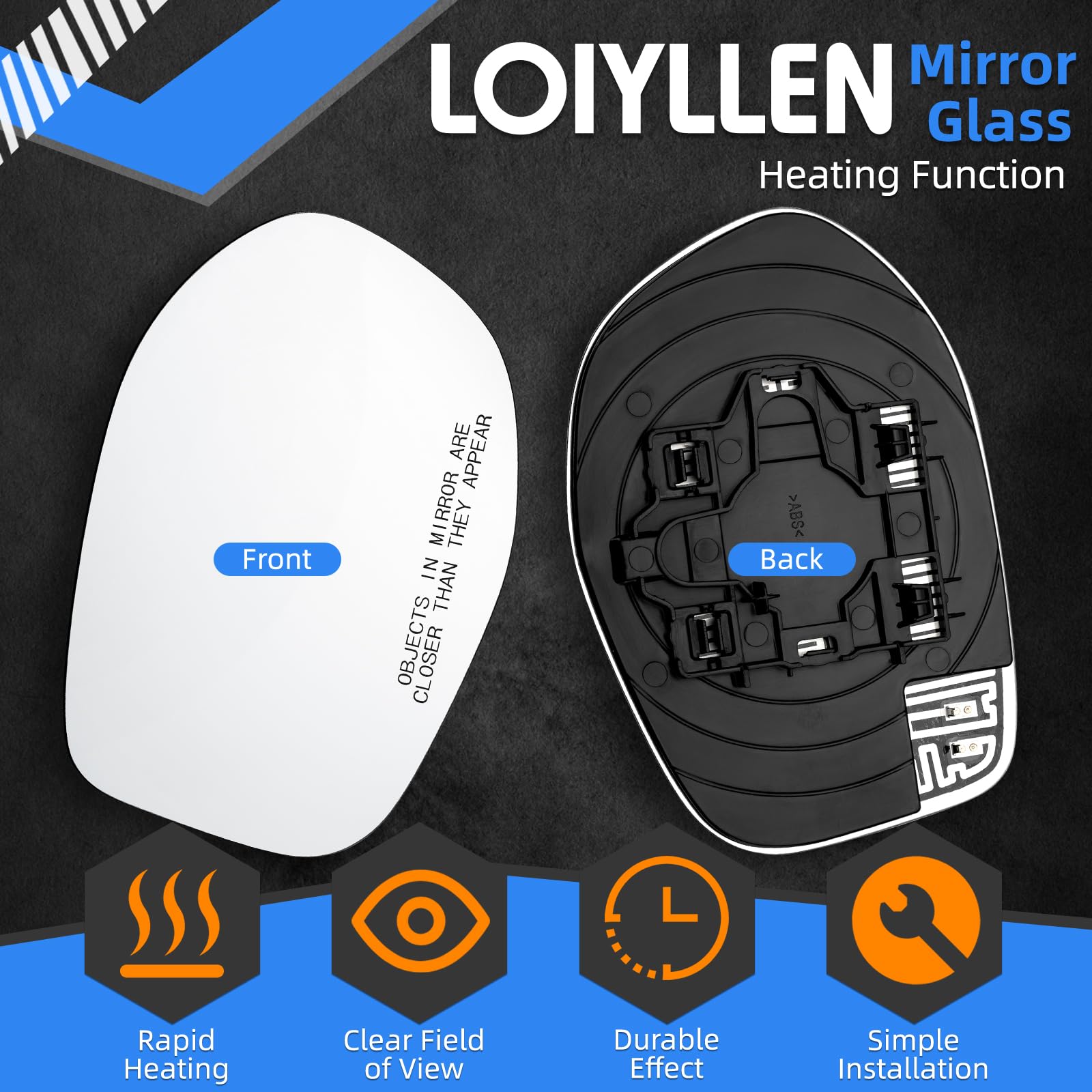 LOIYLLEN heated passenger mirror glass helps resist fog and frost for clearer rear views.