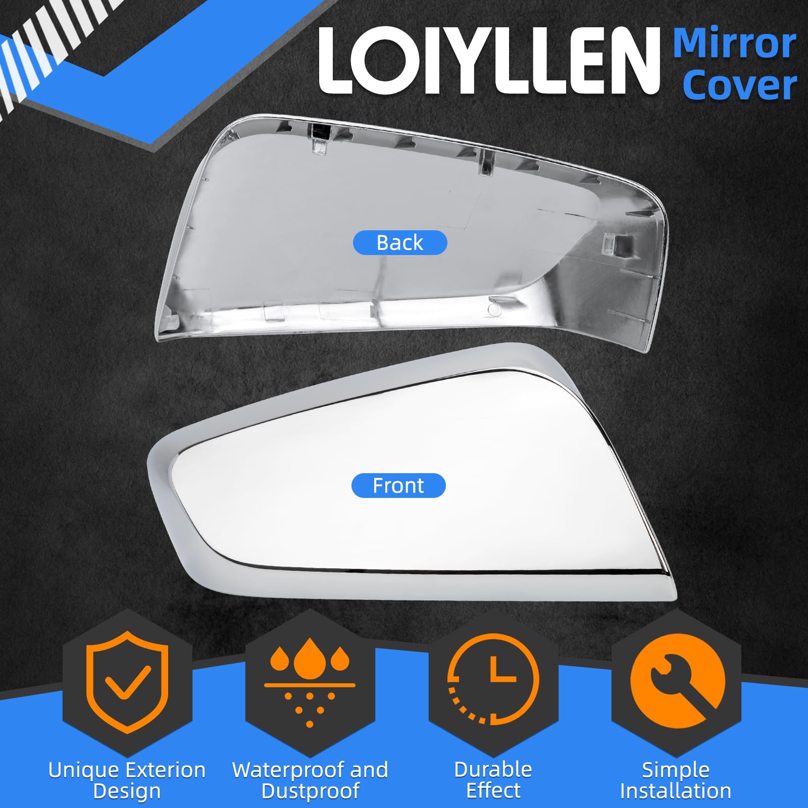 LOIYLLEN Impala right-side mirror cap protects the housing while enhancing appearance.