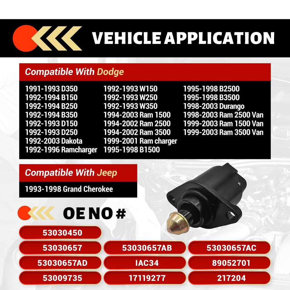 LOKFASISHA valve with Dodge/Jeep compatibility for 25+ models during idle control.
