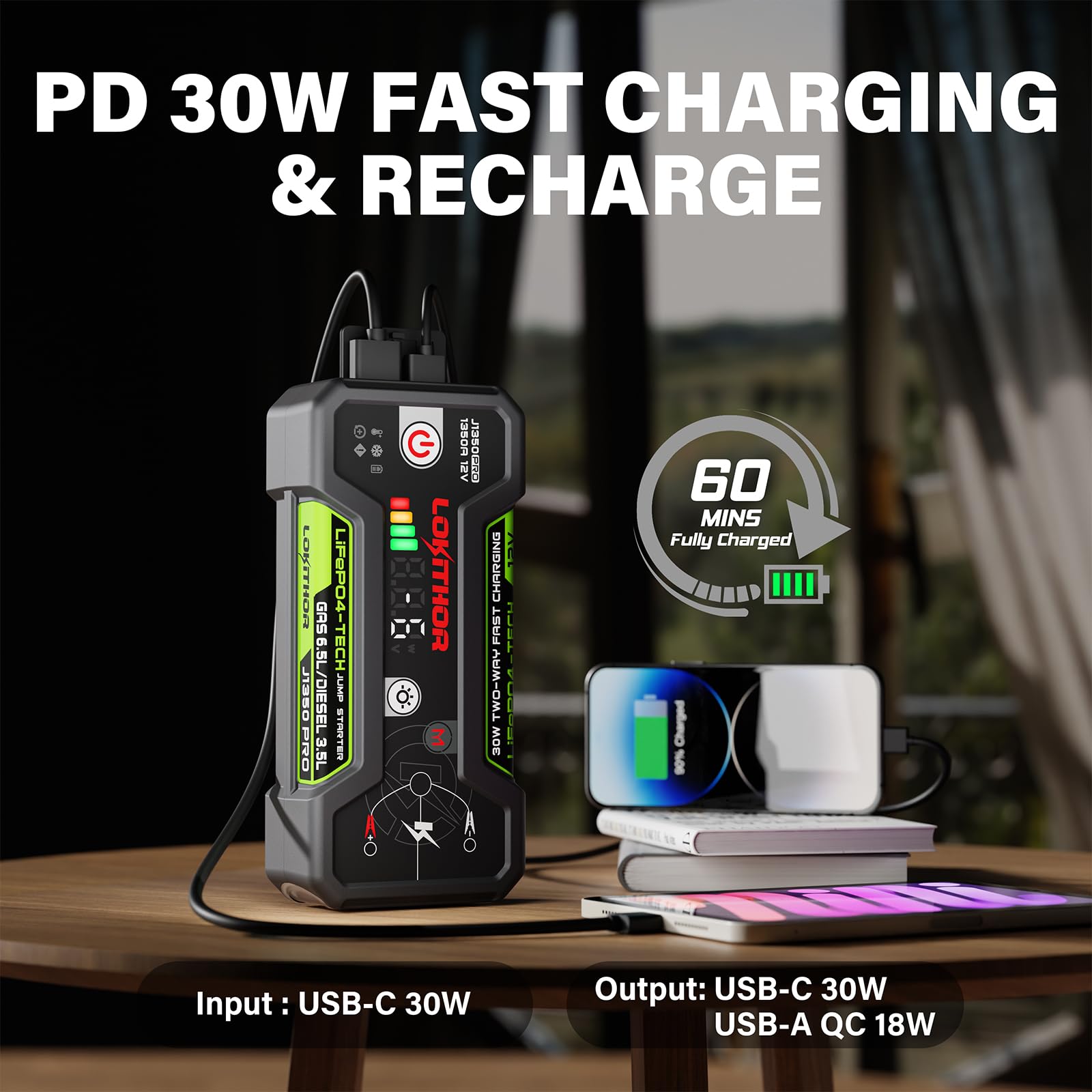 LOKITHOR J1350 PRO LiFePO4 chemistry delivers long life cycles.