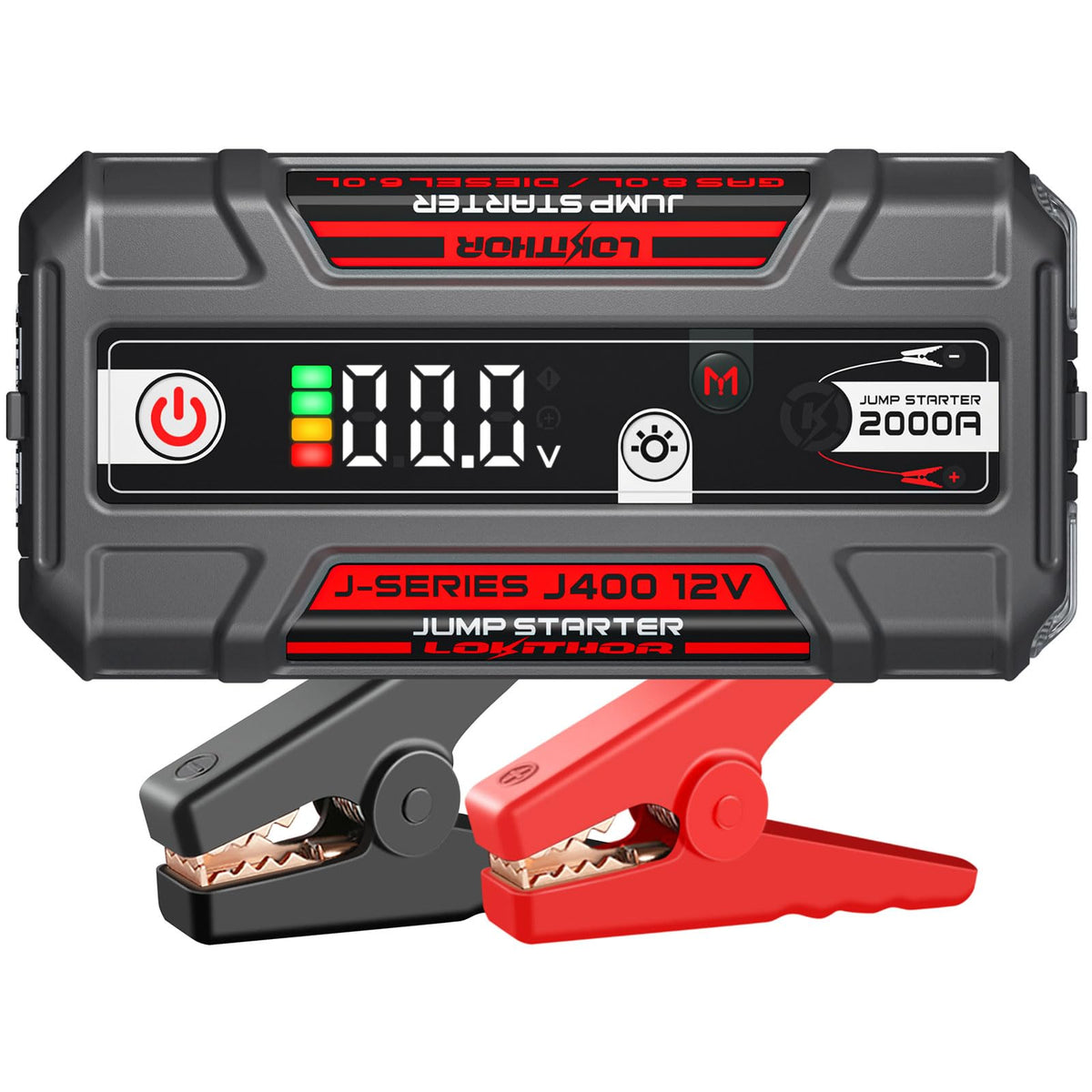 LOKITHOR J400 front view shows compact emergency power with jump start capability