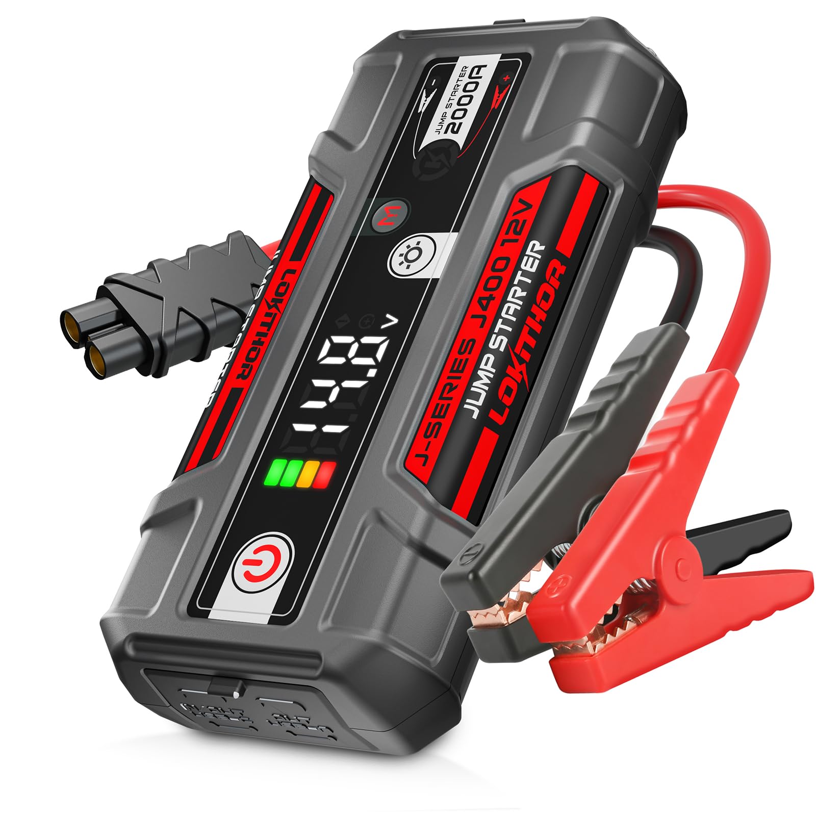 LOKITHOR J400 integrated LED flashlight aids roadside visibility and SOS signaling