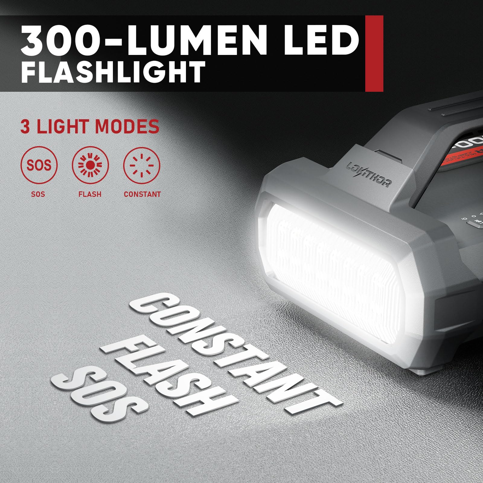 LOKITHOR JA300 integrated LED flashlight for roadside emergencies