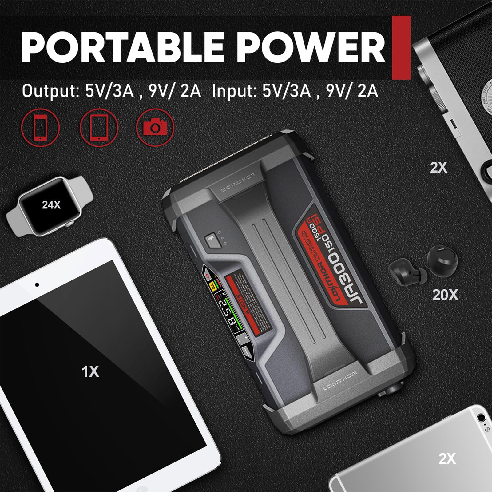 LOKITHOR JA300 USB fast charging port powers devices on the go